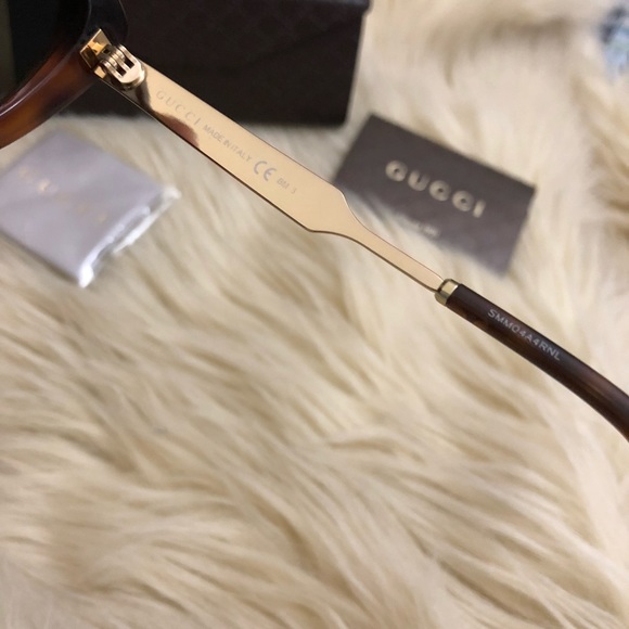 GUCCI Cat Eye 57mm Havana Gold Sunglasses - Picture 3 of 8